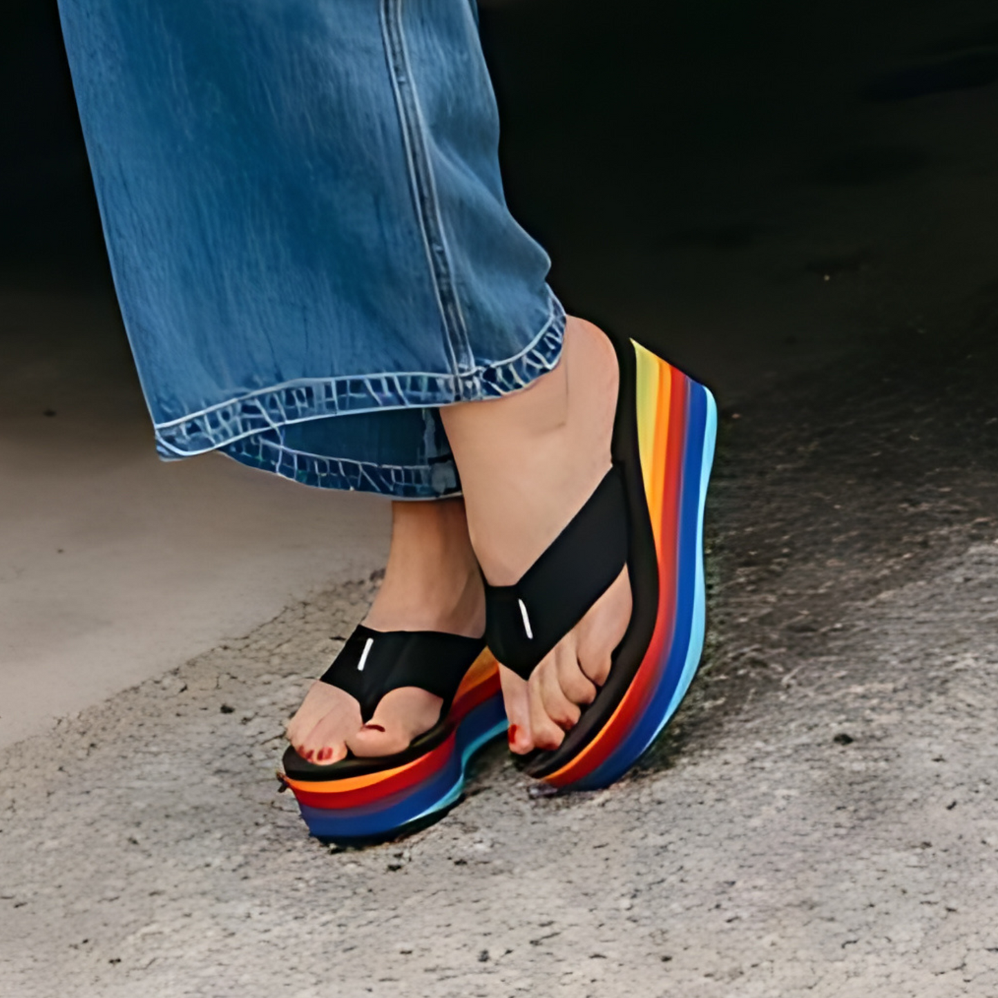 rainbow platform flip-flops